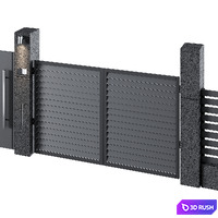Modern aluminum and concrete fence_09 3D Model Corona