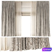 Curtains with Roman blinds 3D Model Corona