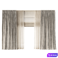 Curtains with Roman blinds 3D Model Corona