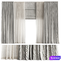 Curtains with Roman blinds 2 3D Model Corona