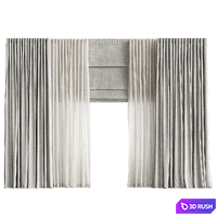 Curtains with Roman blinds 2 3D Model Corona