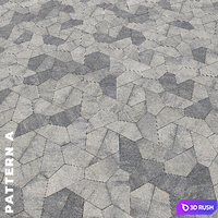 Set of four textures of asymmetrical paving stones "Origami" 3D Model Vray, Corona