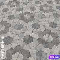 Set of four textures of asymmetrical paving stones "Origami" 3D Model Vray, Corona
