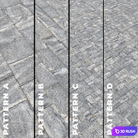 Set of four granite paving textures 7196 3D Model Vray, Corona