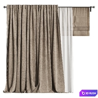 Curtains 3D Model Vray, Corona