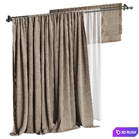 Curtains 3D Model Vray, Corona