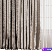 Curtain set with sheer and pleated drapes 67 3D Model Vray, Corona
