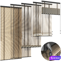Wooden Venetian Blinds Curtain Set 23 3D Model Vray, Corona