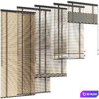 Wooden Venetian Blinds Curtain Set 23 3D Model Vray, Corona