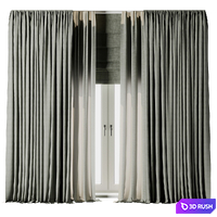 Olive Green Curtains with Roman blinds - collections 20 HBH 3D Model Vray, Corona