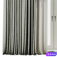 Olive Green Curtains with Roman blinds - collections 20 HBH 3D Model Vray, Corona