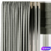 Olive Green Curtains with Roman blinds - collections 20 HBH 3D Model Vray, Corona