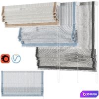 Roman Curtains 186 | Sheer Fabric | Stripe and Silk 3D Model Vray, Corona