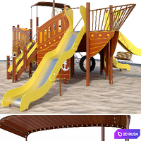 Children playground ship. Boat. Sailboat 3D Model Vray, Corona
