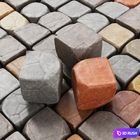 Cube stone granite decoration / Stone cubes for decoration. (Paving stones) 3D Model Vray