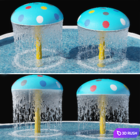 Water park mushroom 3D Model Vray, Corona