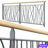 Set of modern railings 2 3D Model Vray, Corona