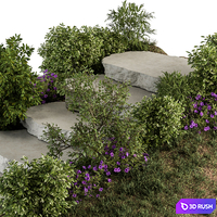 Landscape Furniture Rock stairs with Garden - Architect Element 56 3D Model Vray, Corona
