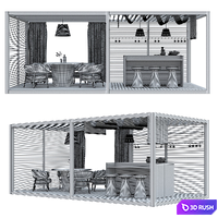 Garden Gazebo Zen Light Double by Exteta 3D Model Vray, Corona