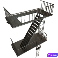 Fire escape 3D Model Vray, Corona