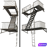 Fire escape 3D Model Vray, Corona