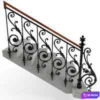Staircase railing 3D Model Vray
