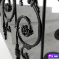 Staircase railing 3D Model Vray