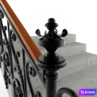 Staircase railing 3D Model Vray