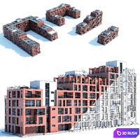 A set of buildings 3D Model Vray