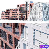A set of buildings 3D Model Vray