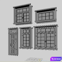 Windows and doors for houses 3D Model Vray