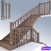Stairs classical 3D Model Vray