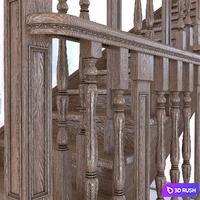 Stairs classical 3D Model Vray