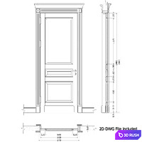 Classic door with cornice + 2D DWG File 3D Model Vray