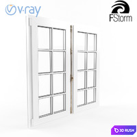 Classic French Window 3D Model Vray
