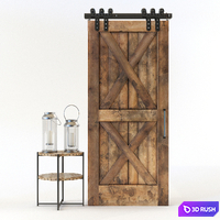 Decorative barn door 3D Model Vray