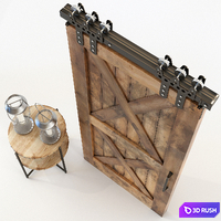 Decorative barn door 3D Model Vray