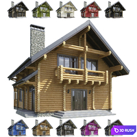 House made of timber H-2 3D Model Vray