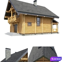 House made of timber H-2 3D Model Vray