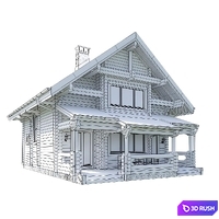 House made of timber H-2 3D Model Vray