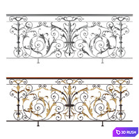 Forged railing 3D Model Vray