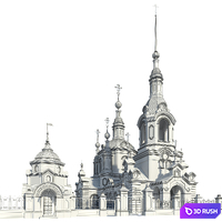 Church of St. Nicholas the Wonderworker 3D Model Vray