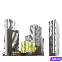 Quarterly building - multi-apartment house 2 3D Model Vray, Corona