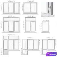 Window Set 2 3D Model Vray