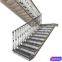 Cast-iron staircase 3D Model Vray