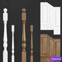 Set for stairs 2 3D Model Vray, Corona