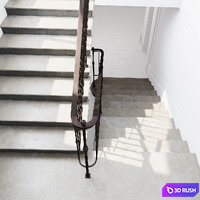 Classic Stair with Iron railing 3D Model Corona