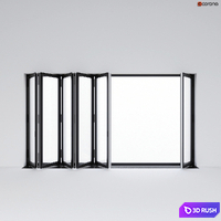 Sliding aluminum window accordion (door) 3D Model Corona