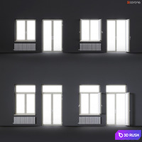Wood-aluminum windows 3D Model Corona