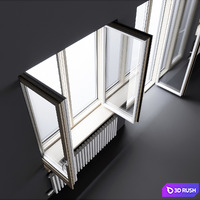 Wood-aluminum windows 3D Model Corona
